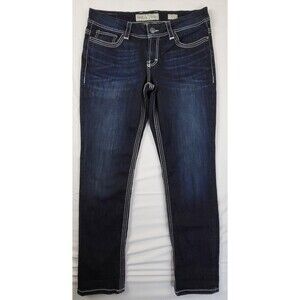 BKE Jeans Womens 33R Blue Denim Jeans Payton Straight Mid Rise Thick Stitch